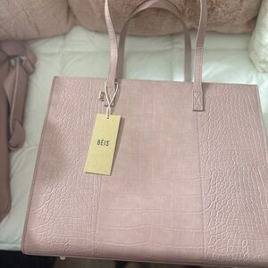 BEIS The Large Work Tote in Atlas Pink Croc